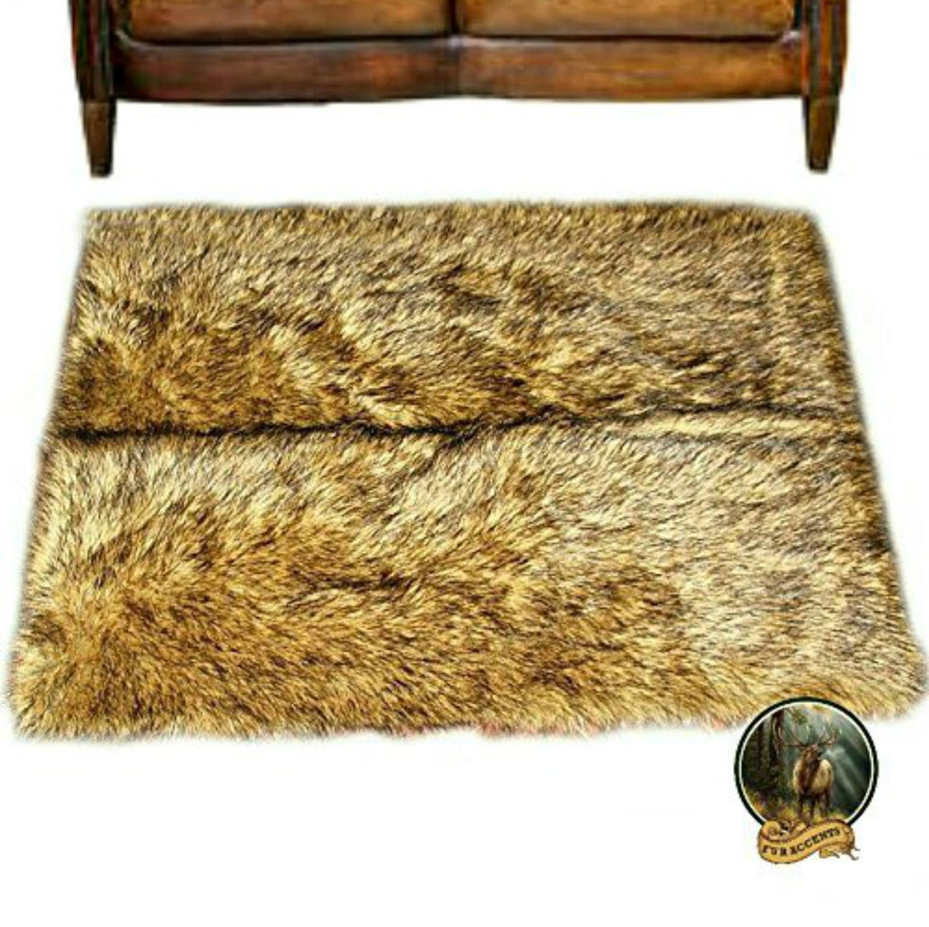 Plush Faux Fur Area Rug  - Wolf - Coyote - Bear Skin -  Sheepskin - Designer Throw Rug - Toss -  100% Animal Friendly by Fur Accents - USA