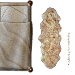 Ivory Off White with Brown Tips - Sheepskin Area Rug - 100% Animal Friendly Faux Fur - Double Sheep Design - Fur Accents USA