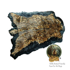 Plush Faux Fur Area Rug - Luxury Fur Thick Double Deer Skin - Faux Fur - Animal Pelt Shape Designer Throw Art Rug by- Fur Accents - USA