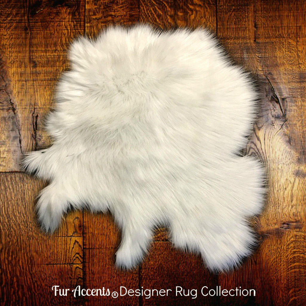 Plush Faux Fur Area Rug - New Sheepskin Pelt Shape Designer Throw Rug - 6 Colors - Fur Accents - USA