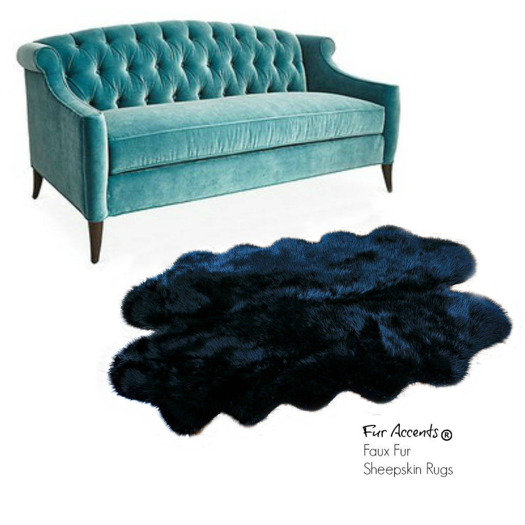 Plush Faux Fur Area Rug - Quatro Sheepskin - Multi Pelt Shape Designer Throw - 6 Colors -Art Rug by Fur Accents - USA