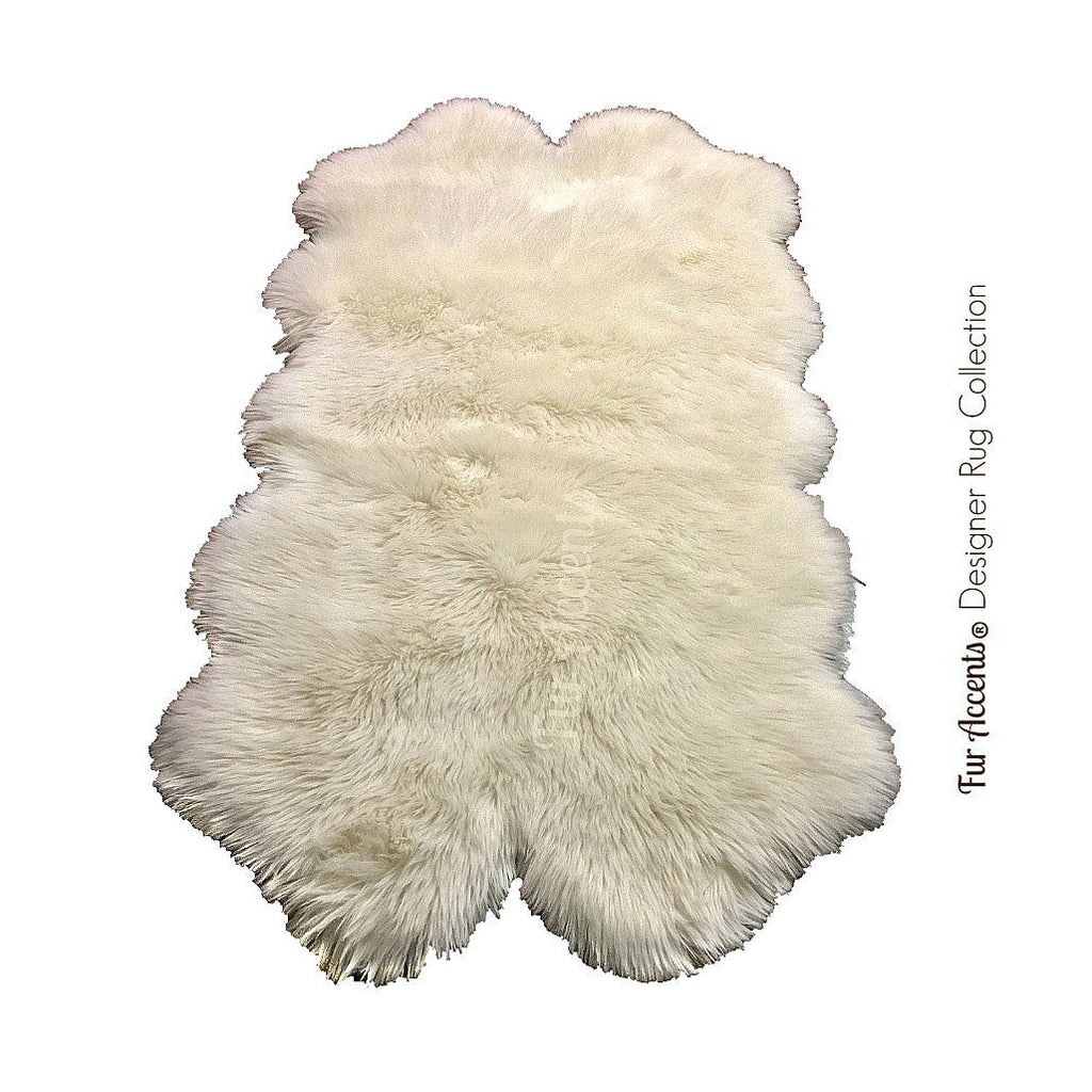 Plush Faux Fur Area Rug - Quatro Sheepskin - Multi Pelt Shape Designer Throw - 6 Colors -Art Rug by Fur Accents - USA