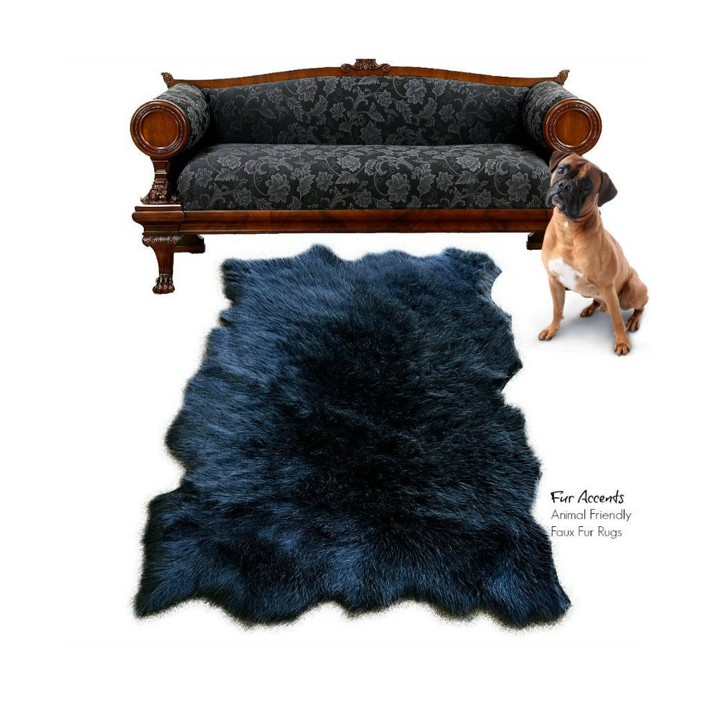 Plush Faux Fur Area Rug - Tattered Edge - Sheepskin - Pelt Shape Designer Throw - 6 Colors -Art Rug by Fur Accents - USA