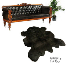 Plush Faux Fur Area Rug - Luxury Fur Thick Buffalo Hide Bear Skin - Faux Fur - Animal Pelt Shape Designer Throw Rug - Fur Accents - USA
