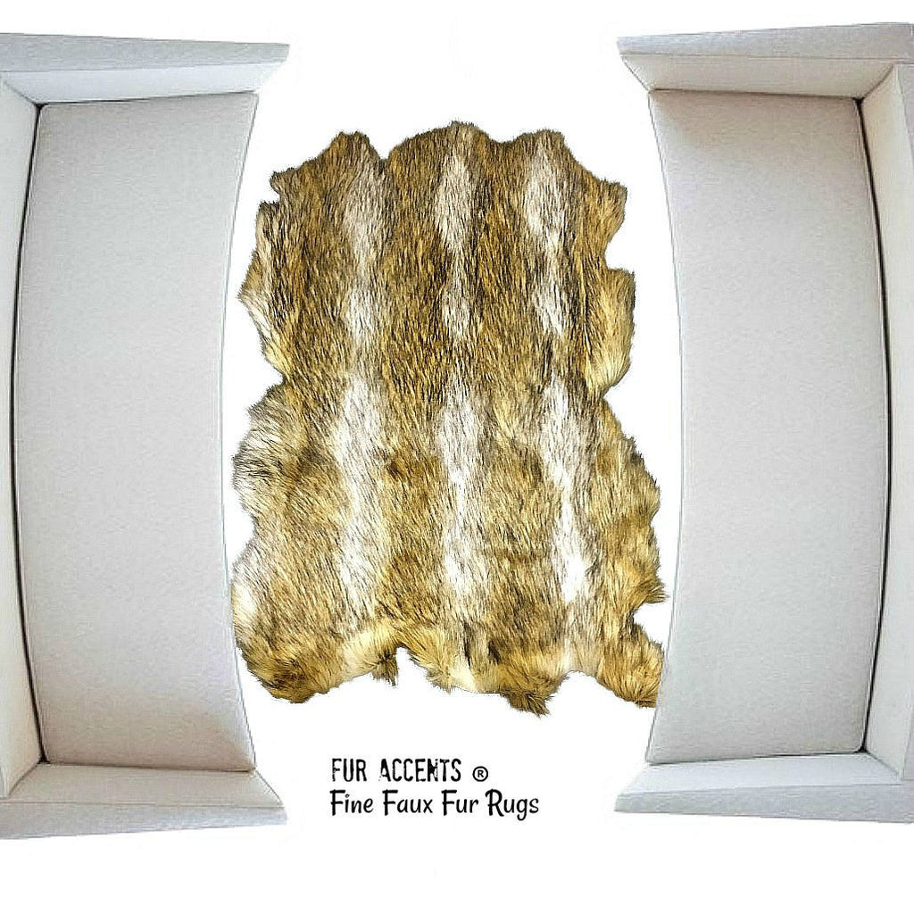 Plush Faux Fur Area Rug - Luxury Fur Thick Coyote - Wolf Hide - Bear Skin - Faux Fur -  Random Edge - Designer Throw Rug - Fur Accents - USA