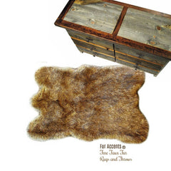 Plush Faux Fur Area Rug - Golden Brown Coyote - Wolf - Bear Skin - Faux Fur - Designer Throw Rug - Fur Accents - USA