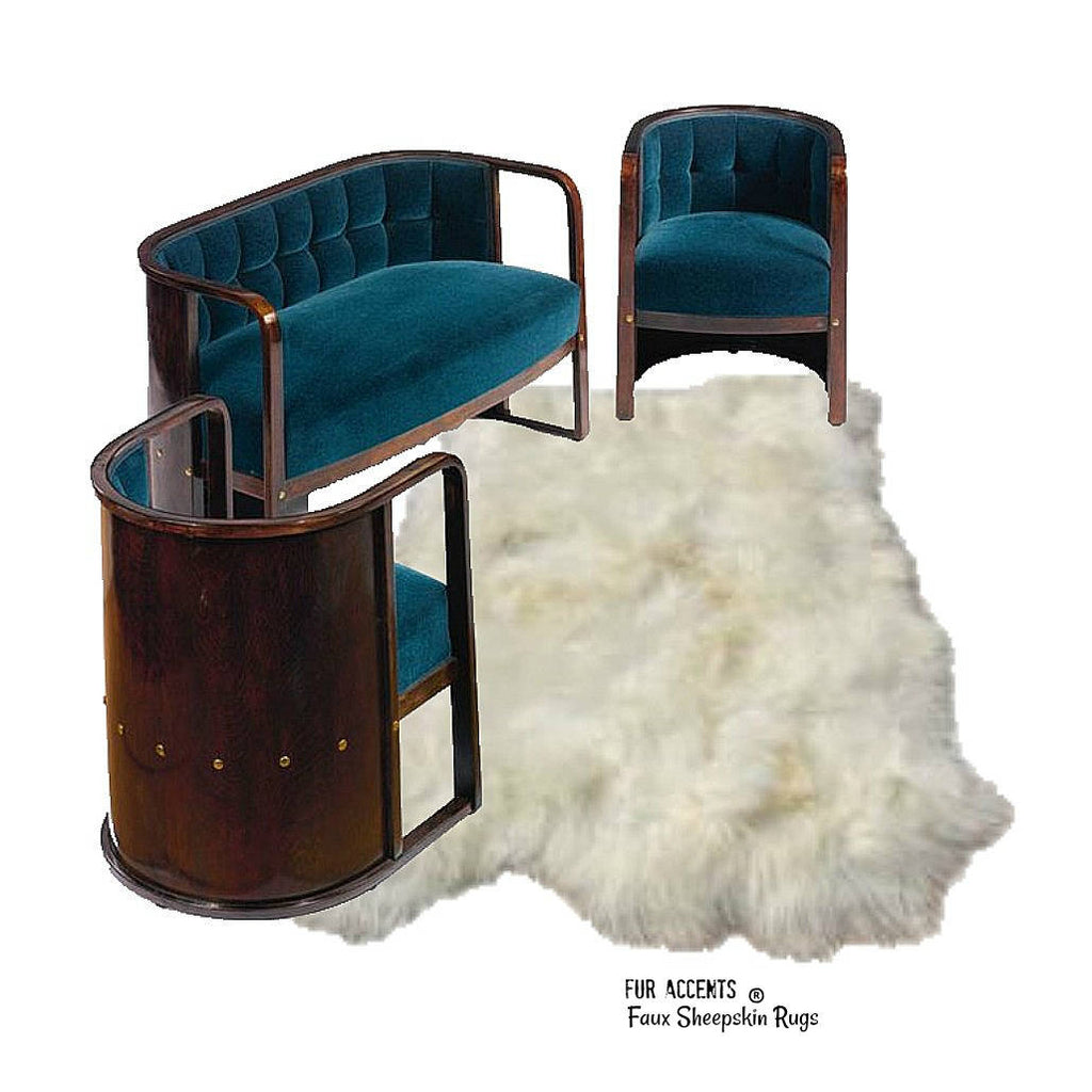 Thick Faux Fur Area Rug - White or Off White Icelandic Sheepskin - Faux Fur - Random Multi Pelt Shape Designer Throw Rug - Fur Accents - USA