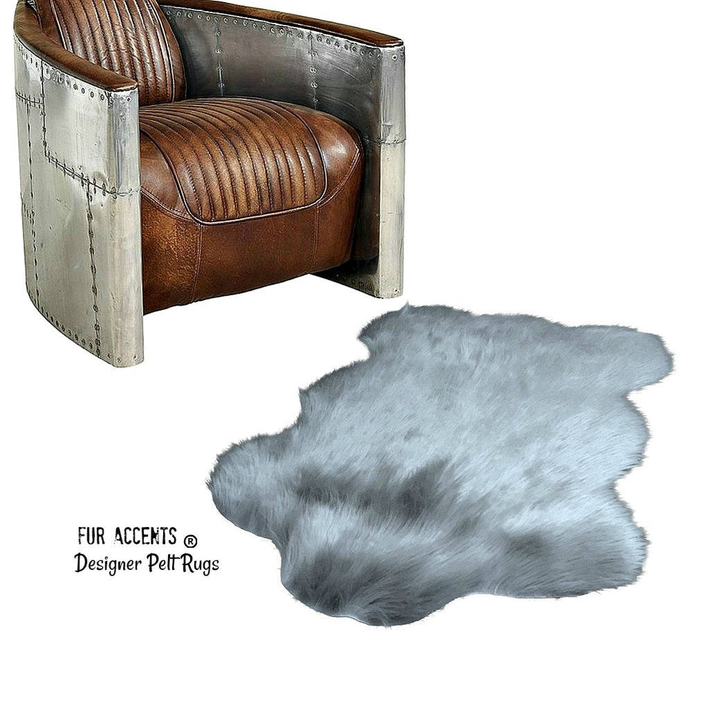 Faux Sheepskin Rug - Faux Fur Area Rug - White, Off White, Brown, Black, Tan, Gray - Chubby Bear Shape - Designer Throw Rug - Fur Accents - USA