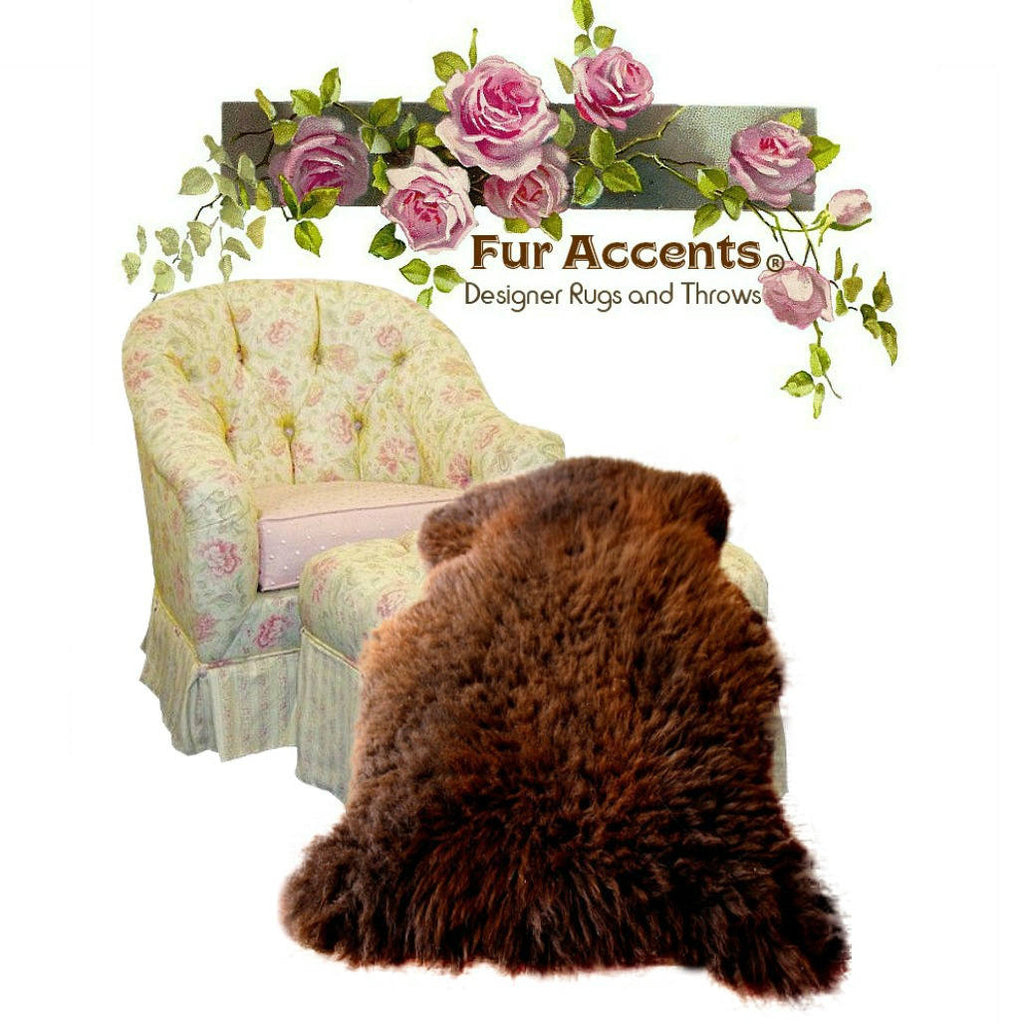 Plush Faux Fur Area Rug - Shaggy Thick Icelandic Sheepskin - Pendelton Design Shape - Designer Throw 6 Colors -Art Rug by Fur Accents - USA