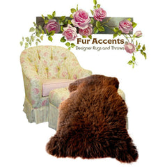 Plush Faux Fur Area Rug - Shaggy Thick Icelandic Sheepskin - Pendelton Design Shape - Designer Throw 6 Colors -Art Rug by Fur Accents - USA