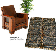Plush Faux Fur Area Rug - Wolverine - Wolf - Pieced Fur - Soft Shaggy Patchwork - Designer Throw Rug - Art Rug Collection by Fur Accents USA