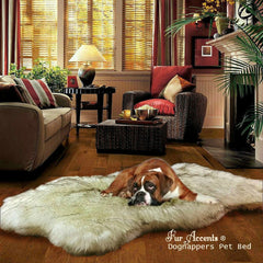 Plush Faux Fur Area Rug - Luxury Fur  Shaggy Dognappers Pet Bed Sheepskin Chubby Bear - Black Tip - Brown Tip - Fur Accents USA