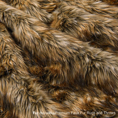 Hand Crafted Area Rug, Faux Fur Pelt Rug, Tan Multi Lynx or Gray Multi Lynx Fur, Random Pelt Shape - Hand Made Designer Throw Rug - Fur Accents - USA