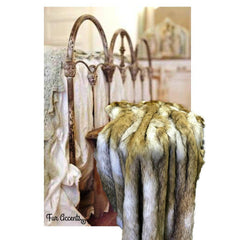 Plush Faux Fur Throw Blanket Golden Ivory Coyote Stripe Throw Blanket -Bedspread Luxury Fur - Minky Cuddle Fur Lining Fur Accents USA