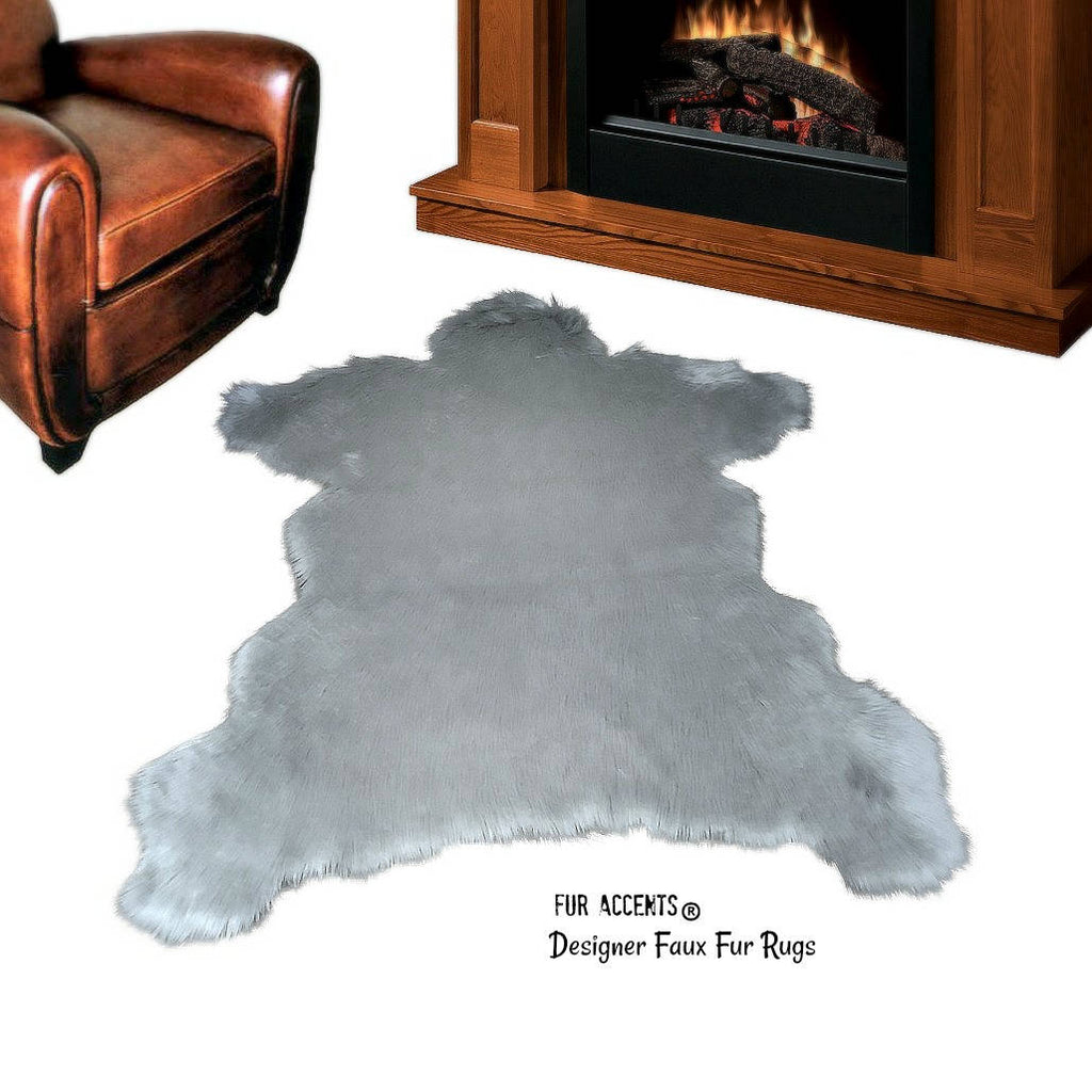 Hand Made Bear Skin Rug - Faux Fur Area Rug - Sierra Bear Shape - Designer Throw Rug - Hand Crafted in America by Fur Accents - USA