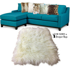 Plush Faux Fur Area Rug - Luxury Fur Thick Shaggy Icelandic  Sheepskin - Faux Fur - White - Off White or Brown - Rectangle - Fur Accents USA