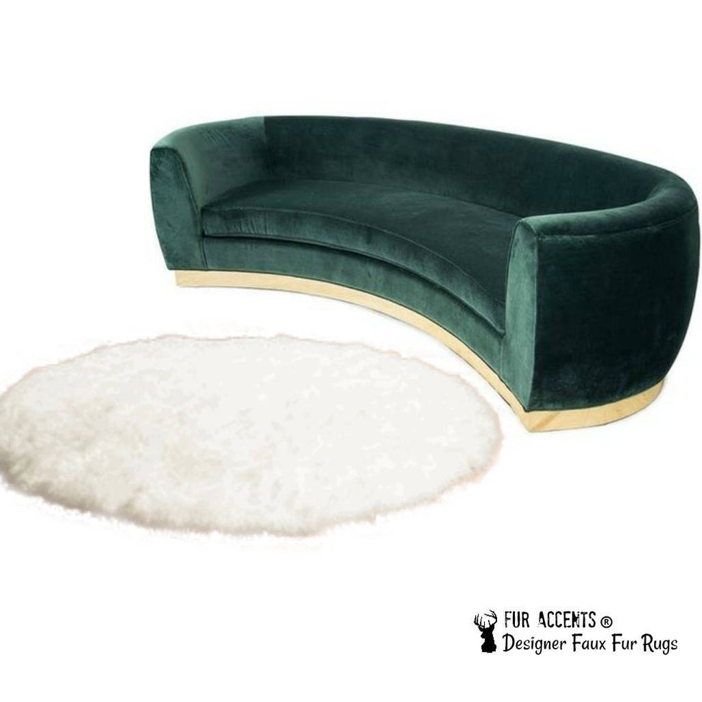 Plush Faux Fur Area Rug - Round Shaggy Shag - Sheepskin - Round Shape Designer Throw - 6 Colors -Art Rug by Fur Accents - USA