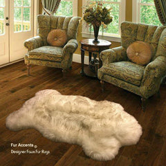 Plush Faux Fur Area Rug - Luxury Fur  Shaggy Dognappers Pet Bed Sheepskin Chubby Bear - Black Tip - Brown Tip - Fur Accents USA