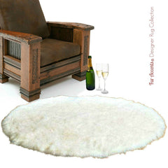 Plush Faux Fur Area Rug - Shaggy Round Shape - Designer Throw - 6 Colors -Art Rug by Fur Accents - USA