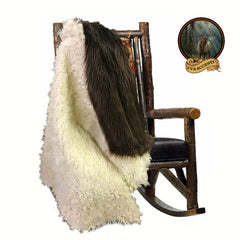 Faux Fur Throw Blanket - Dark Brown Buffalo - Bear - Reversible - White Lamb - Sheepskin - Bedspread - Luxury Fur by Fur Accents USA