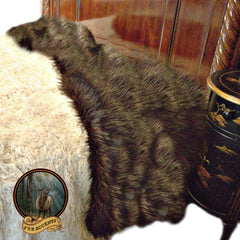Faux Fur Throw Blanket - Dark Brown Buffalo - Bear - Reversible - White Lamb - Sheepskin - Bedspread - Luxury Fur by Fur Accents USA