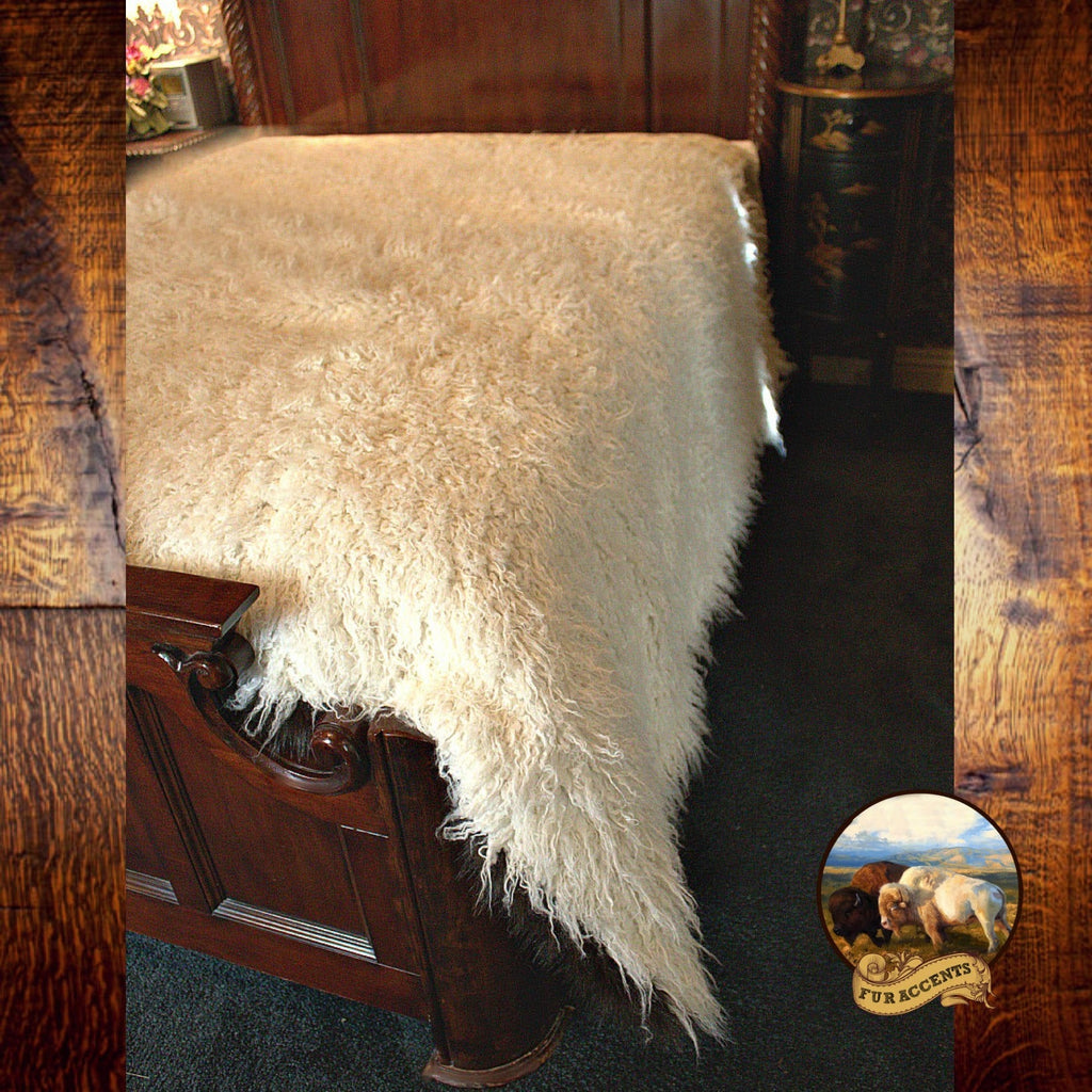 Faux Fur Throw Blanket - Dark Brown Buffalo - Bear - Reversible - White Lamb - Sheepskin - Bedspread - Luxury Fur by Fur Accents USA