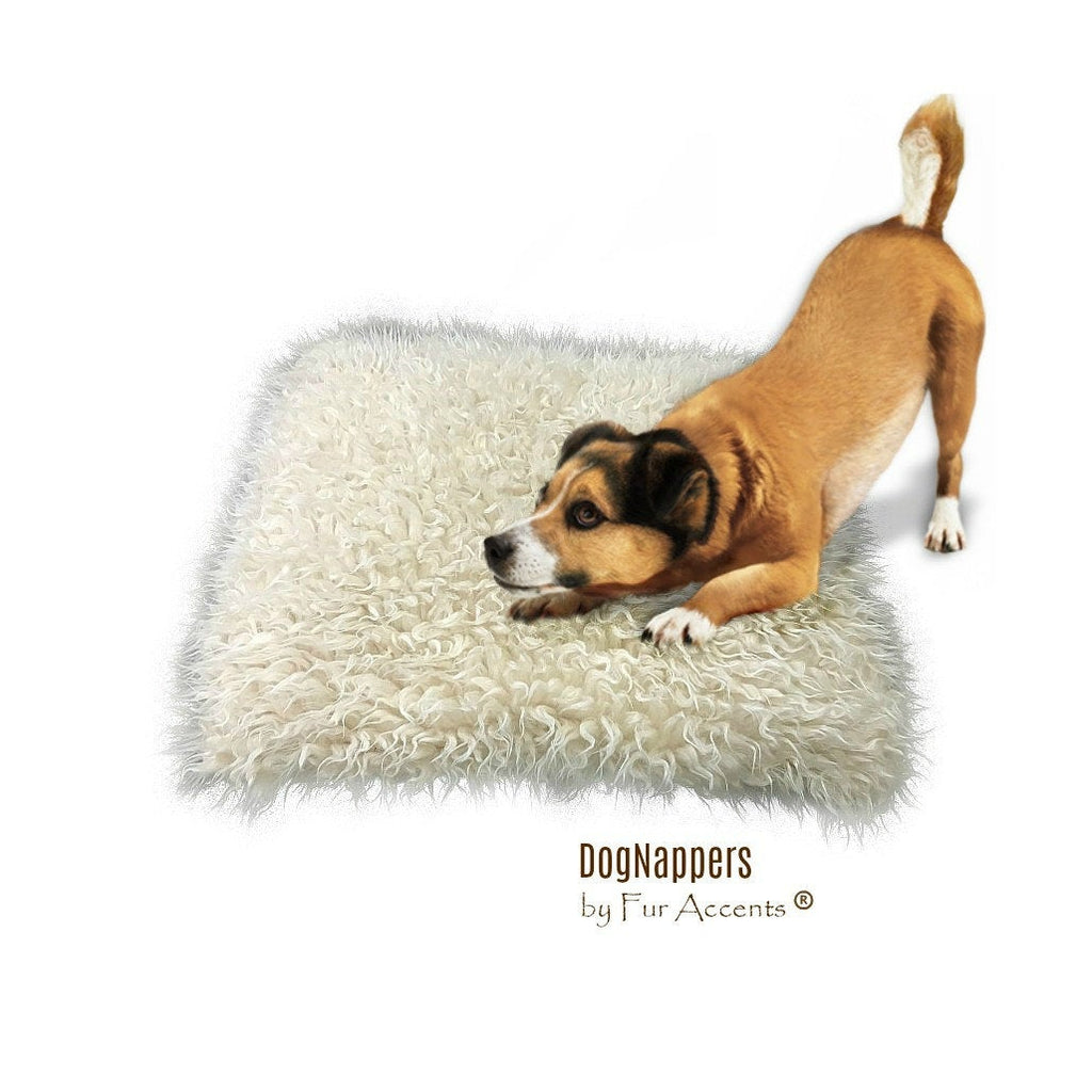 SALE - Dog Bed - Pet - Cat Mat - Faux Fur Shaggy Fleece Mongolian - Sheepskin Padded Throw Rug - Shabby Chic Shag Pelt