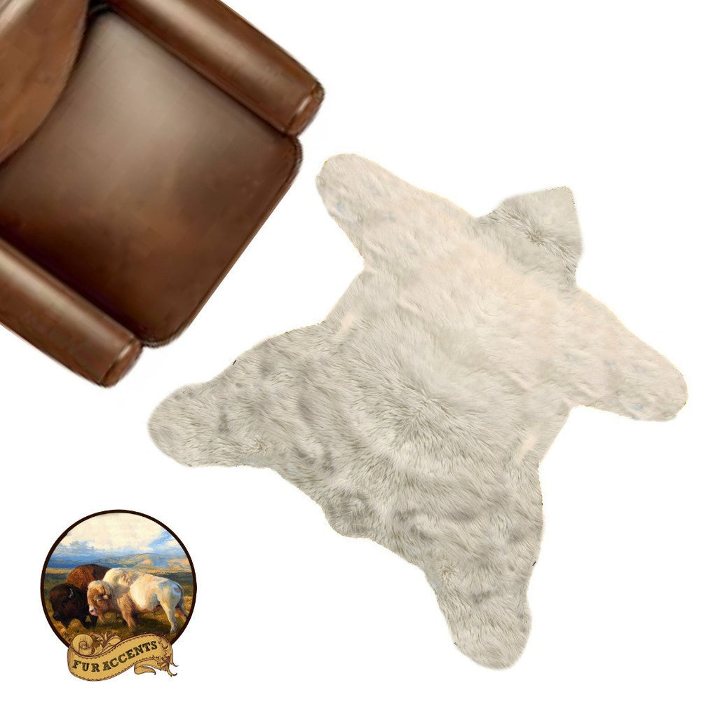 Bear Skin Area Rug -  Plush Faux Fur - Thick Fur -  Bonded Non Slip Back - Animal Pelt Shape Designer Throw - Americana Collection Fur Accents USA