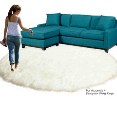 Plush Faux Fur Area Rug - Round Shaggy Shag - Sheepskin - Round Shape Designer Throw - 6 Colors -Art Rug by Fur Accents - USA