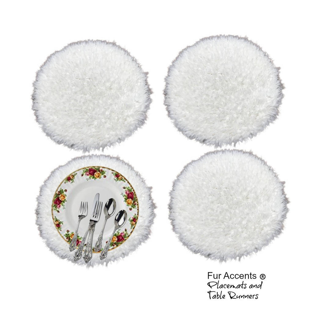 Set of 4 Plush Faux Fur Placemats, Luxury Fur, Soft Shaggy Fleece, Sheepskin, Place Mat, Table Top, Wedding Décor, Designer Accessories by Fur Accents USA
