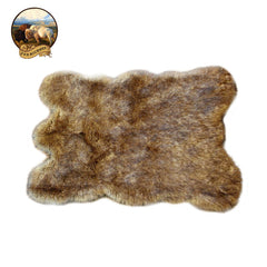 Plush Faux Fur Area Rug - Luxury Fur Light Golden Brown Skin Rug Shape - Coyote - Designer Throw Rug - Fur Accents USA
