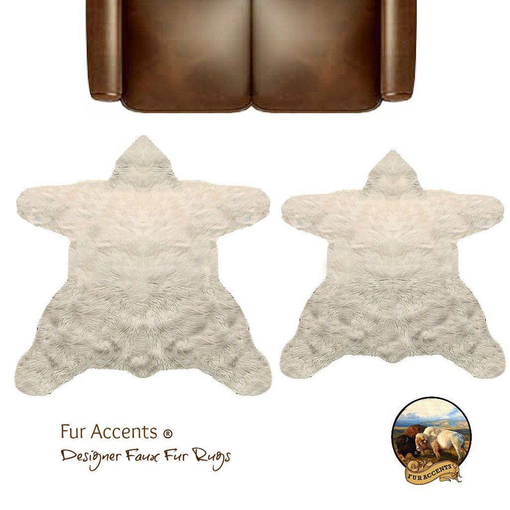 Bear Skin Area Rug -  Plush Faux Fur - Thick Fur -  Bonded Non Slip Back - Animal Pelt Shape Designer Throw - Americana Collection Fur Accents USA