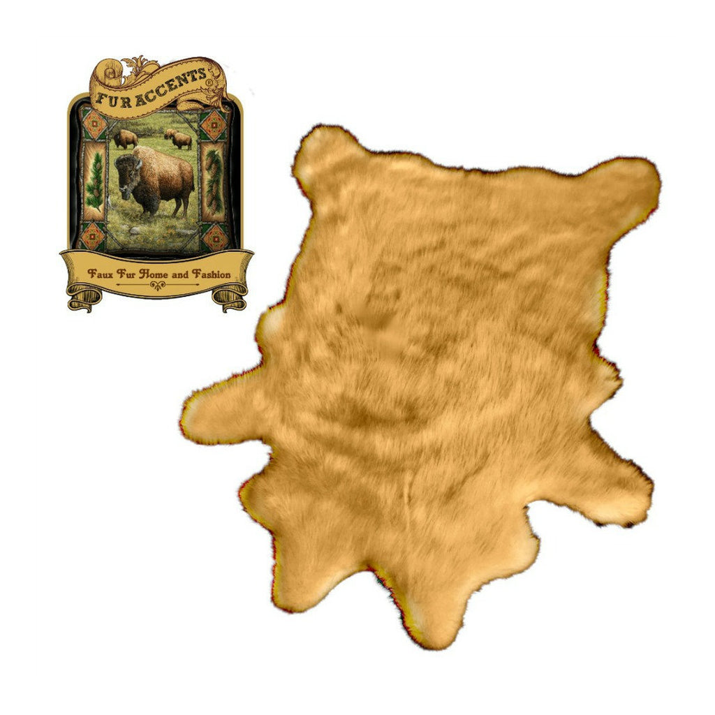 Plush Faux Fur Area Rug - Luxury Fur Thick Shaggy Deer Skin - Faux Fur - Cow Hide Sheepskin Animal Pelt Shape  Fur Accents - USA