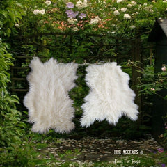 Plush Faux Fur Area Rug - Luxury Fur Thick Shaggy Random Shape Sheepskin - Single Pelt - White or Off White - Fur Accents USA