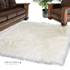 Plush Faux Fur Area Rug - Luxury Fur Thick Shag Sheepskin -  Bonded Ultra Suede Non Slip Lining - Rectangle - Fur Accents USA