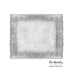 Plush Faux Fur Area Rug - Luxury Fur - White Shaggy Carpet - Sheepskin - Rectangle with Border - Plush Designer Throw Rug - Fur Accents USA
