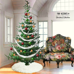Faux Fur Christmas Tree Garland - Shaggy Faux Snow Sheepskin - Strand - Ornament - Tree Trim - Decoration - White - by Fur Accents - USA