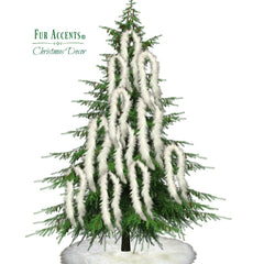Faux Fur Christmas Tree Garland - Shaggy Faux Snow Sheepskin - Strand - Ornament - Tree Trim - Decoration - White - by Fur Accents - USA