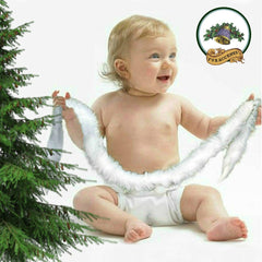 Faux Fur Christmas Tree Garland, Fireplace Mantle Decor, Shaggy White - Strand - Ornament - Tree Trim - Decoration - 1"-2" Fur Accents-USA