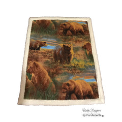 Cotton Flannel Receiving Throw Blanket, Baby Nursery, Bears, Faux Fleece, Sherpa, Crib Blanket, Blankie, Binky, Soft Cuddly, Hand Made, USA