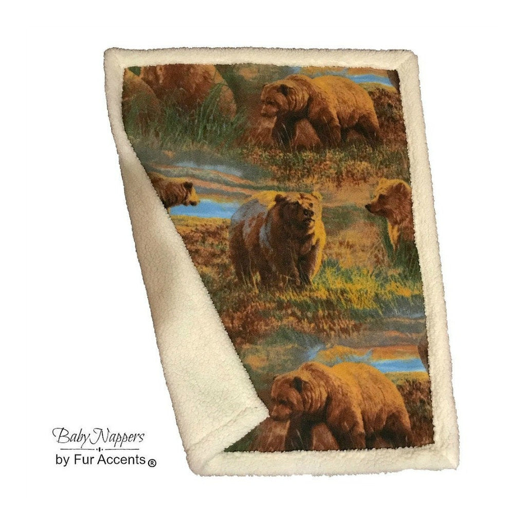Cotton Flannel Receiving Throw Blanket, Baby Nursery, Bears, Faux Fleece, Sherpa, Crib Blanket, Blankie, Binky, Soft Cuddly, Hand Made, USA