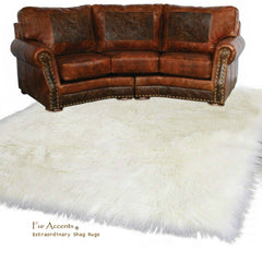 Plush Faux Fur Area Rug - Luxury Fur-Thick White Shaggy Sheepskin- Rectangle Shape - Extraordinary Designer Throw Carpet - Fur Accents USA