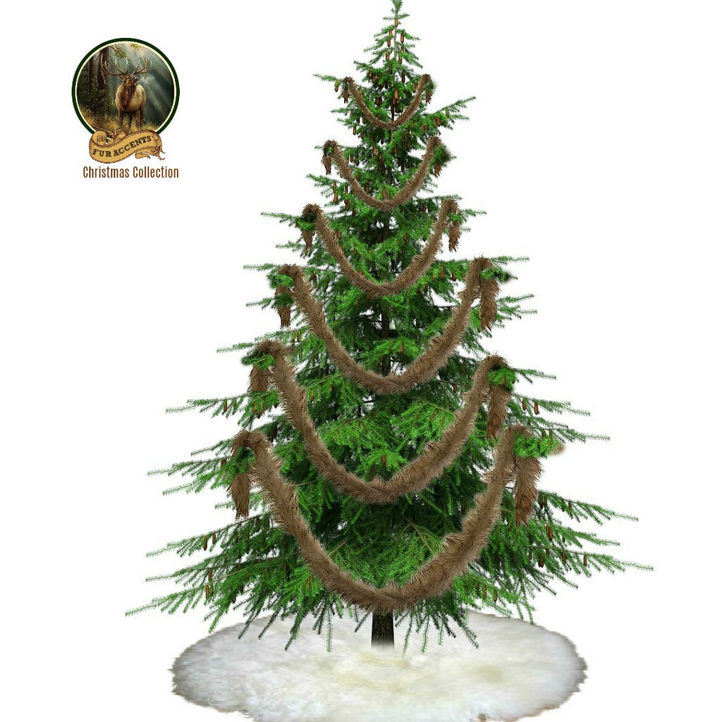 Faux Fur Christmas Tree Skirt - Shaggy White Sheepskin Shag - Ornament - Tree Trim - Decoration - White - by Fur Accents - USA