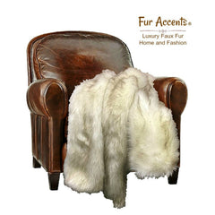 Plush  Faux Fur Throw Blanket, Soft  Brown Tip Arctic Wolf, Fox, Shag Bedspread - Luxury Fur - Minky Cuddle Fur Lining Fur Accents USA