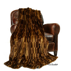 Plush  Faux Fur Throw Blanket, Soft  Brown Minky Cuddle Rabbit, Beaver, Fox, Bedspread, Duvet or Comforter, Fur Lining Fur Accents USA