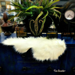 White Fur Doily, Runner,Shaggy White Faux-Snow Flake Decorations, Unique, Table Top, Dresser, Mantle, Handmade Locally, Fur Accents-USA