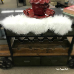 White Fur Doily, Runner,Shaggy White Faux-Snow Flake Decorations, Unique, Table Top, Dresser, Mantle, Handmade Locally, Fur Accents-USA