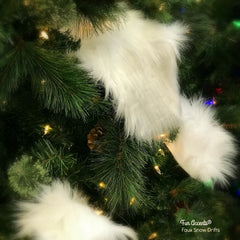 White Christmas Tree Snow Drift Ornaments,Shaggy White Faux-Snow Flake Decorations,Tree Trim,Holiday Decor Handmade Locally, Fur Accents-USA