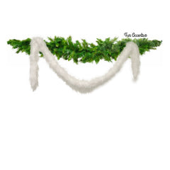 Faux Fur Christmas White Tree Garland,Shaggy White Arctic Fox,Strand,Snow Flake Ornament,Stairway Trim,Mantle Decoration,  Fur Accents-USA