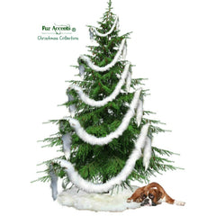 Faux Fur Christmas Tree Garland, Fireplace Mantle Decor, Shaggy White - Strand - Ornament - Tree Trim - Decoration - 1"-2" Fur Accents-USA